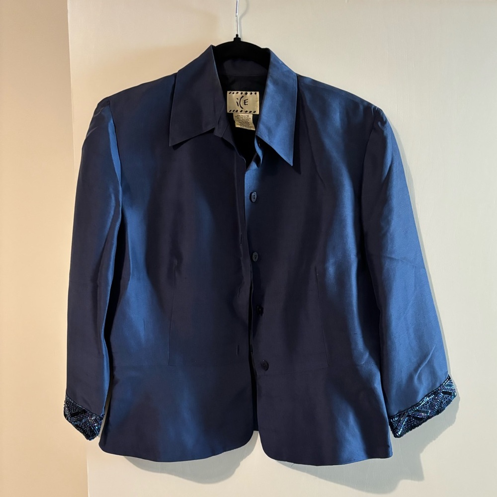 Blue silk suit set